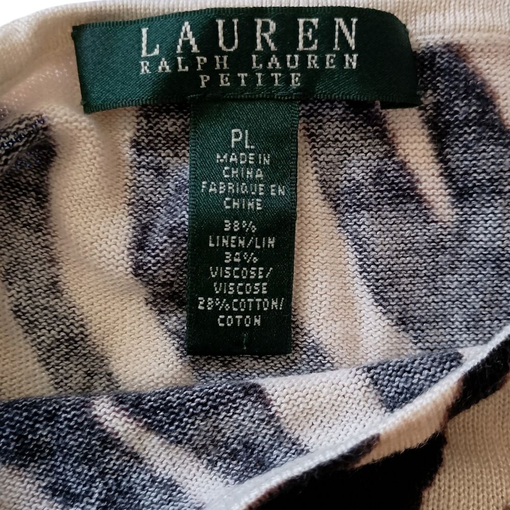 Ralph Lauren LRL Tunic Top Sz L Petite Linen Blend Knit Animal Print Mob Wife - Picture 8 of 16